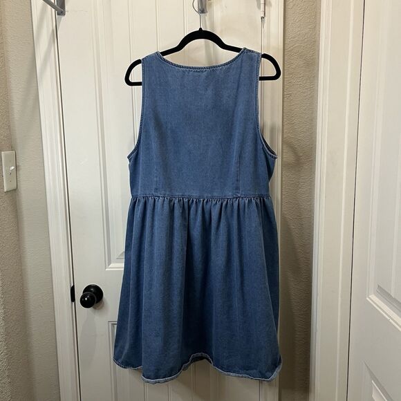 Shein Curve Chambray Blue Jean Denim Button Up Jumper Dress Womens Size 2XL - Picture 6 of 9